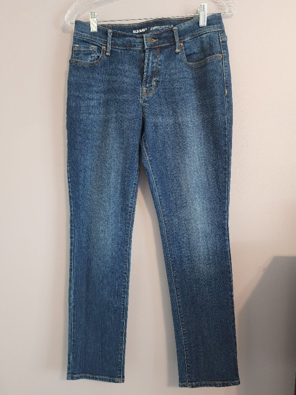 2/$25 Old Navy Curvy Profile Mid Rise Blue Jeans Size 4 Short - Picture 1 of 11
